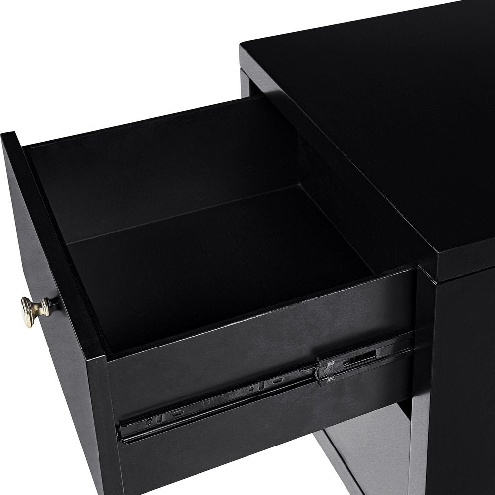 19" Black Solid and Manufactured Wood Two Drawer Nightstand
