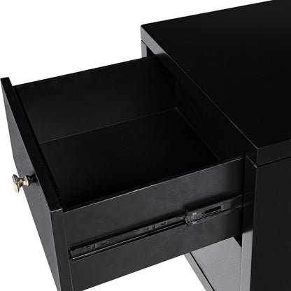 19" Black Solid and Manufactured Wood Two Drawer Nightstand