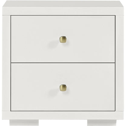 19" Black Solid and Manufactured Wood Two Drawer Nightstand