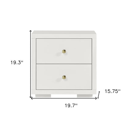 19" Black Solid and Manufactured Wood Two Drawer Nightstand