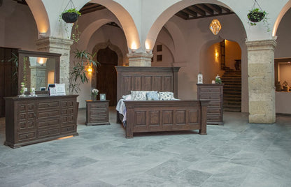 32" Brown Solid Wood Three Drawer Nightstand