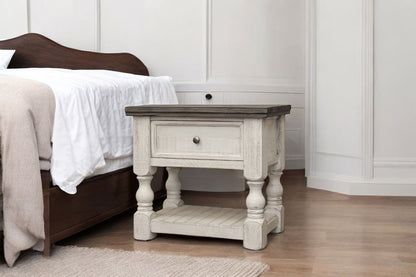 27" Ivory Solid Wood One Drawer Nightstand