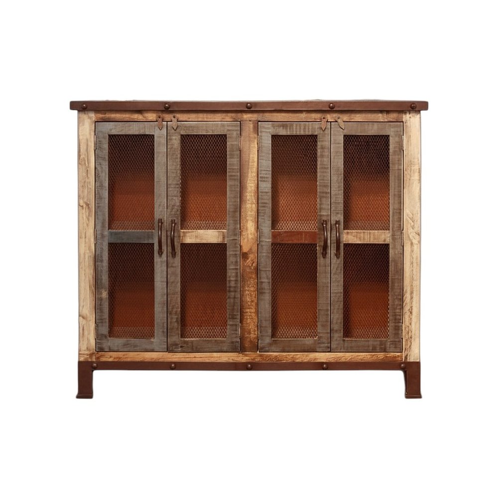 49" Brown Solid and Manufactured Wood Distressed Buffet Table