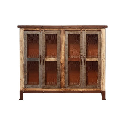 49" Brown Solid and Manufactured Wood Distressed Buffet Table