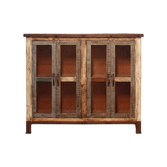 49" Brown Solid and Manufactured Wood Distressed Buffet Table