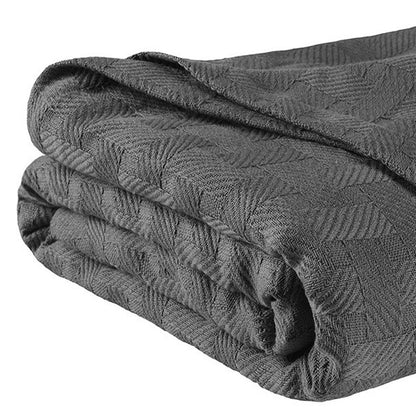 50" X 60" Charcoal Cotton Basketweave Geometric Throw Blanket