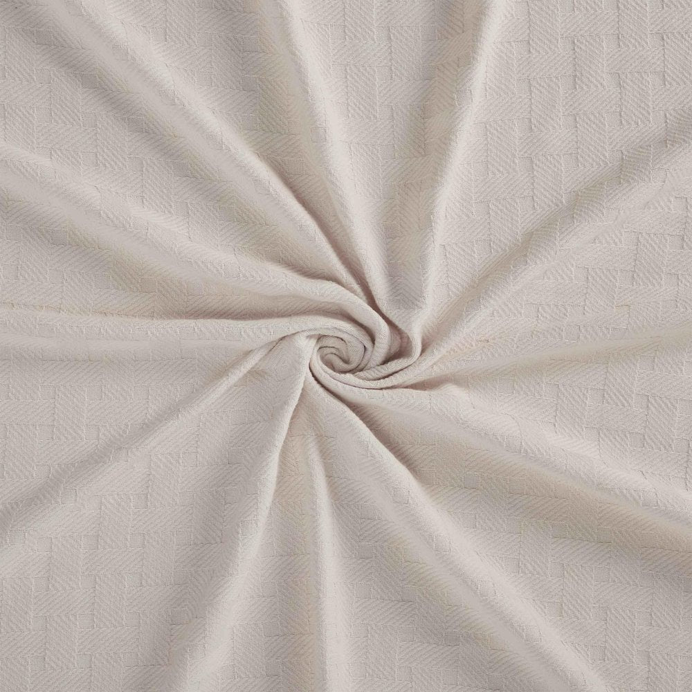50" X 60" Ivory Cotton Basketweave Geometric Throw Blanket
