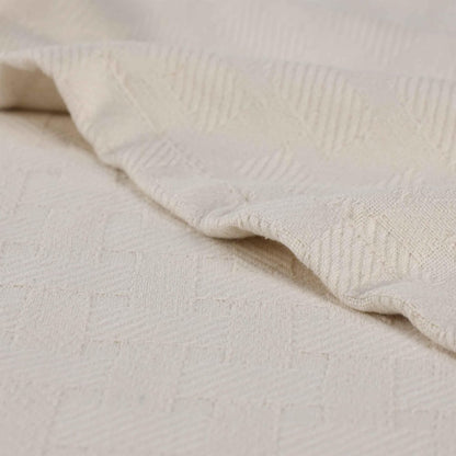 50" X 60" Ivory Cotton Basketweave Geometric Throw Blanket