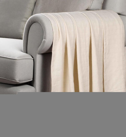 50" X 60" Ivory Cotton Basketweave Geometric Throw Blanket
