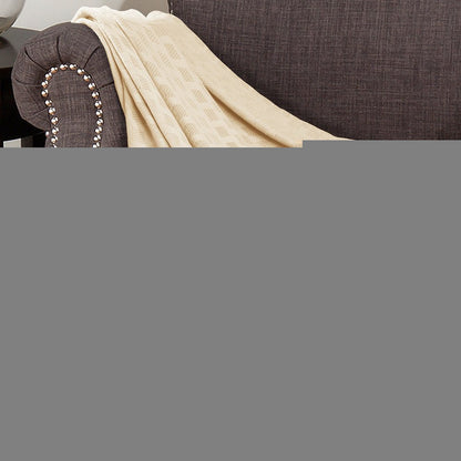 50" X 60" Ivory Cotton Basketweave Geometric Throw Blanket