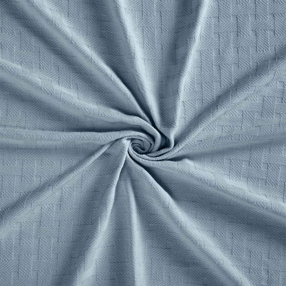 50" X 60" Light Blue Cotton Basketweave Geometric Throw Blanket