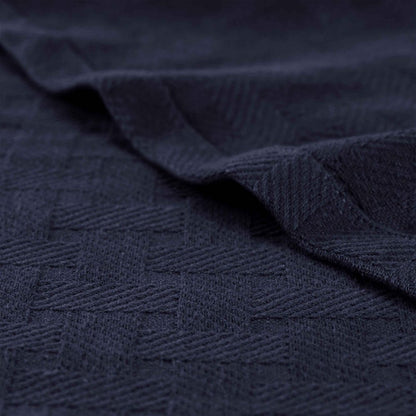 50" X 60" Blue Cotton Geometric Basketweave Throw Blanket