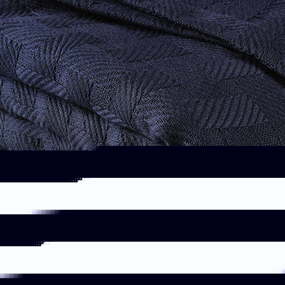 50" X 60" Blue Cotton Geometric Basketweave Throw Blanket
