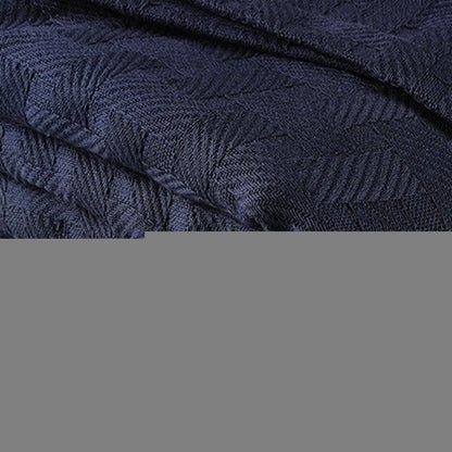 50" X 60" Blue Cotton Geometric Basketweave Throw Blanket