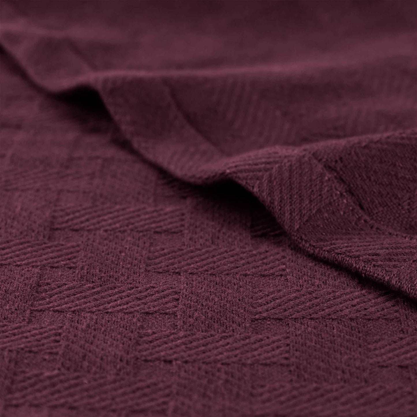 50" X 60" Plum Cotton Basketweave Geometric Throw Blanket
