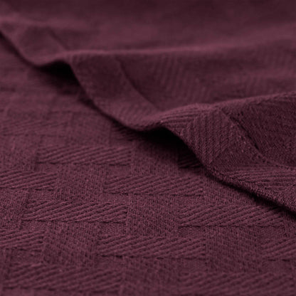 50" X 60" Plum Cotton Basketweave Geometric Throw Blanket