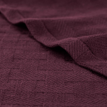 50" X 60" Plum Cotton Basketweave Geometric Throw Blanket