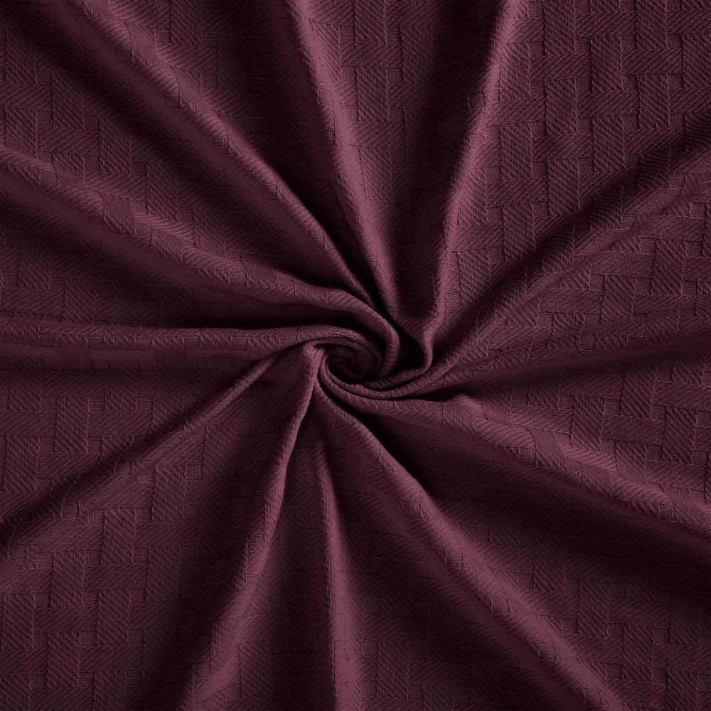 50" X 60" Plum Cotton Basketweave Geometric Throw Blanket