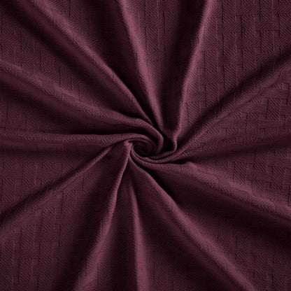 50" X 60" Plum Cotton Basketweave Geometric Throw Blanket