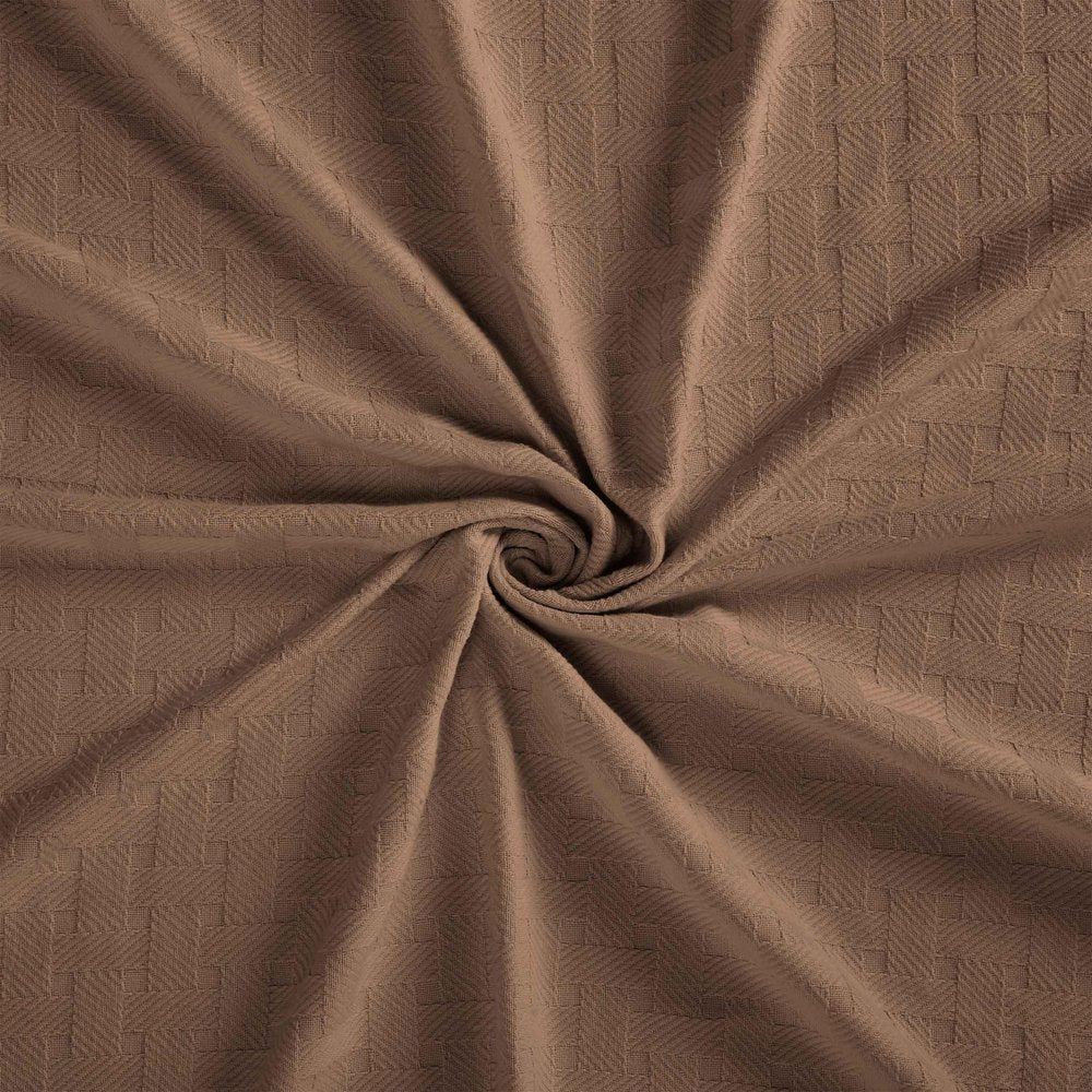 50" X 60" Taupe Cotton Basketweave Geometric Throw Blanket