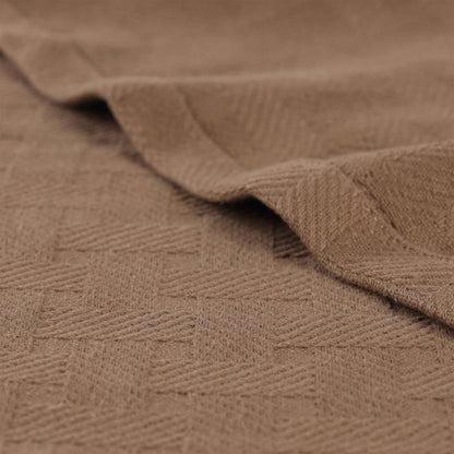 50" X 60" Taupe Cotton Basketweave Geometric Throw Blanket