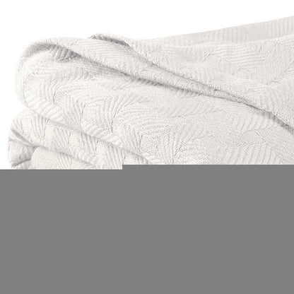 50" X 60" White Cotton Basketweave Geometric Throw Blanket