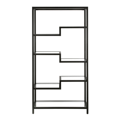 Black Metal and Glass Seven Tier Etagere Bookcase