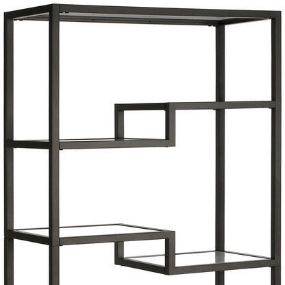 Black Metal and Glass Seven Tier Etagere Bookcase