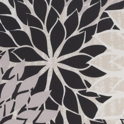 20" Black Gray and White Handmade Floral Indoor Outdoor Throw Pillow