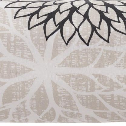 6" X 20" Black Gray and White Bolster Floral Indoor Outdoor Throw Pillow