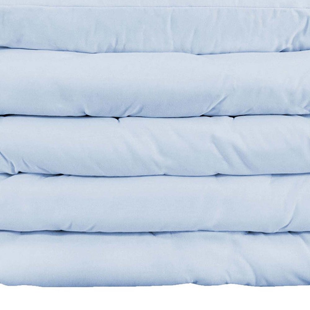 Light Blue Queen Cotton Blend Washable Duvet Cover Set