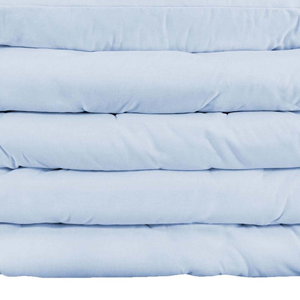 Light Blue Queen Cotton Blend Washable Duvet Cover Set