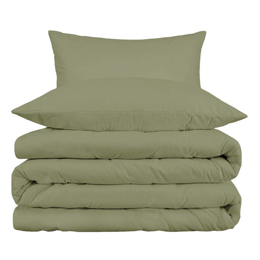 Sage Queen Cotton Washable Duvet Cover Set