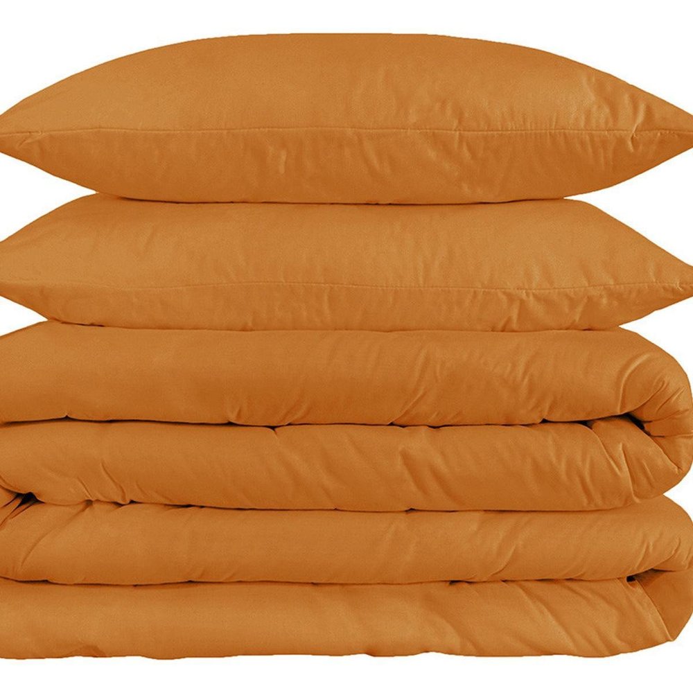 Orange Queen Cotton Washable Duvet Cover Set