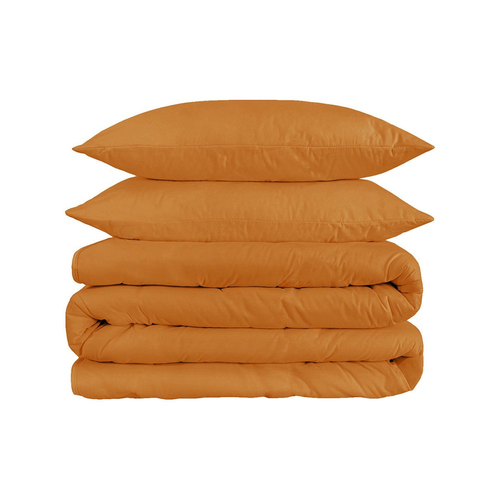 Orange Queen Cotton Washable Duvet Cover Set