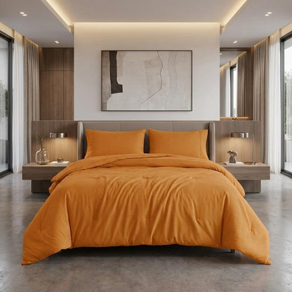 Orange Queen Cotton Washable Duvet Cover Set
