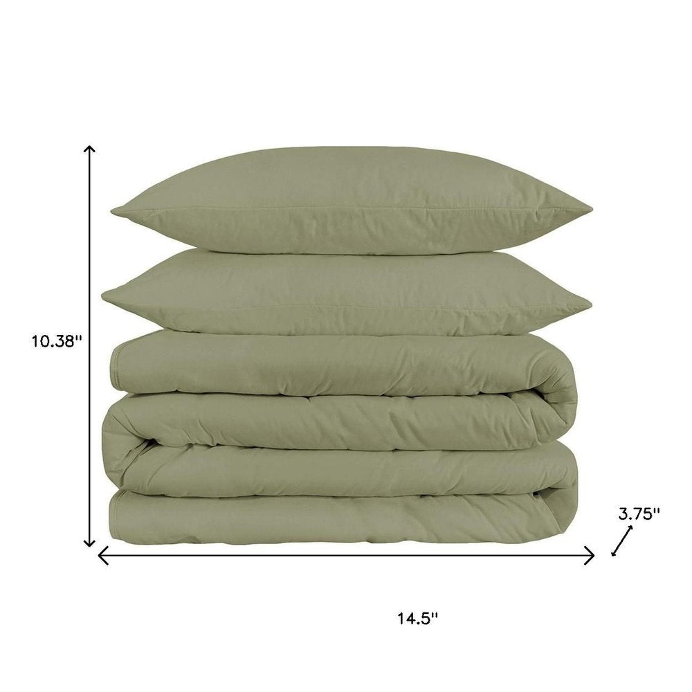 Sage Queen Cotton Blend 1200 Thread Count Washable Duvet Cover Set