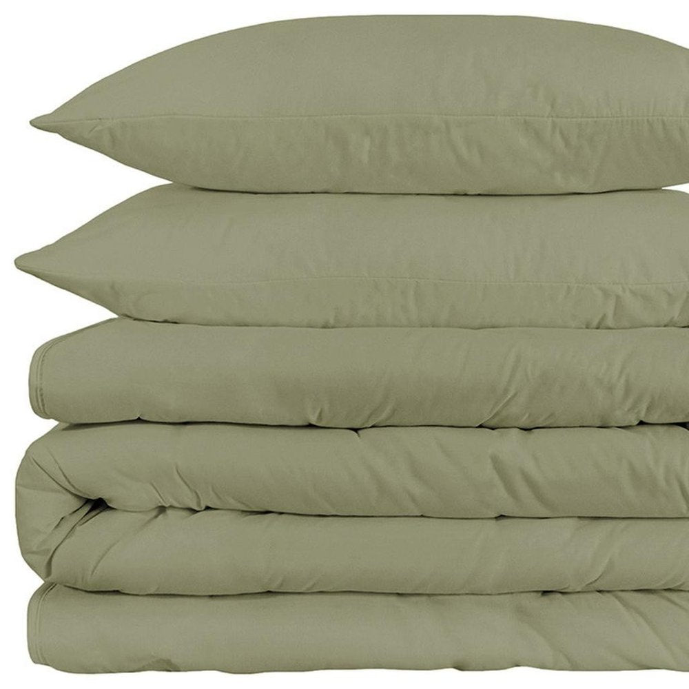 Sage Queen Cotton Blend 1200 Thread Count Washable Duvet Cover Set
