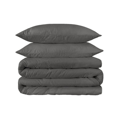 Charcoal King Cotton Washable Duvet Cover Set