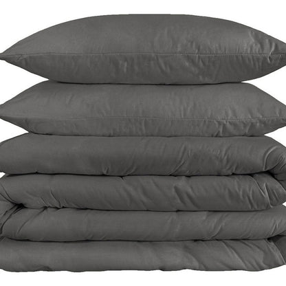 Charcoal King Cotton Washable Duvet Cover Set