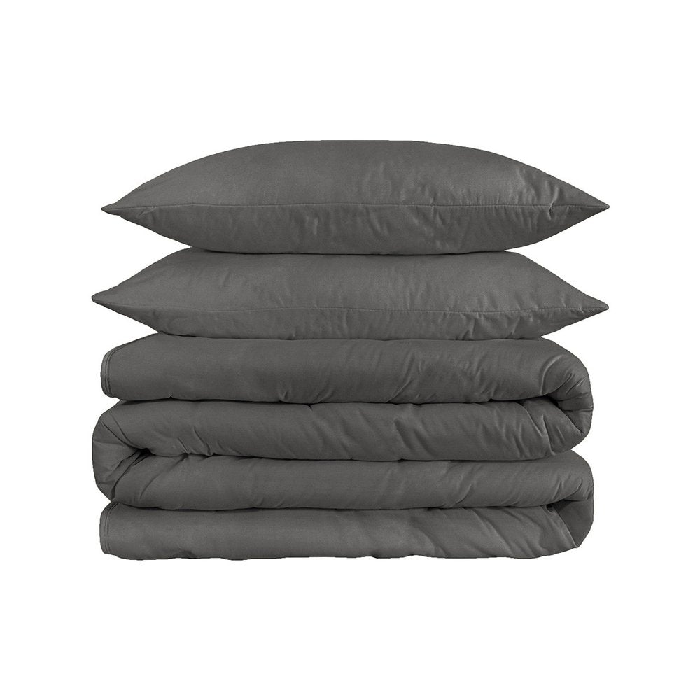 Charcoal King Cotton Washable Duvet Cover Set