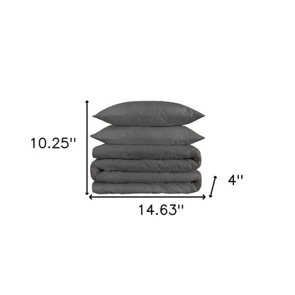 Charcoal King Cotton Washable Duvet Cover Set
