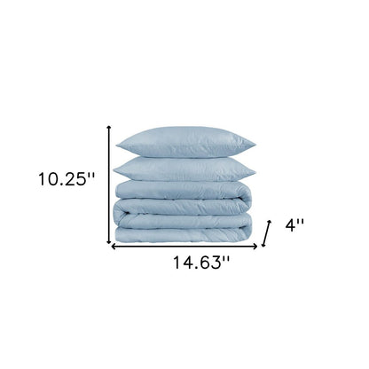 Light Blue King Cotton Blend 1200 Thread Count Washable Duvet Cover Set