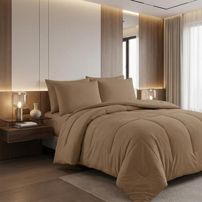 Taupe Queen Cotton Washable Duvet Cover Set