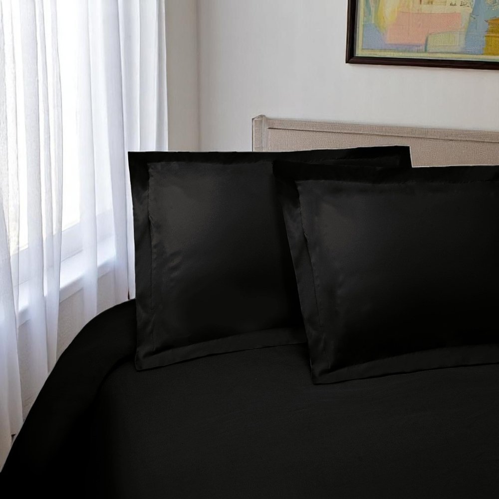 Black King Cotton Blend 300 Thread Count Washable Duvet Cover Set
