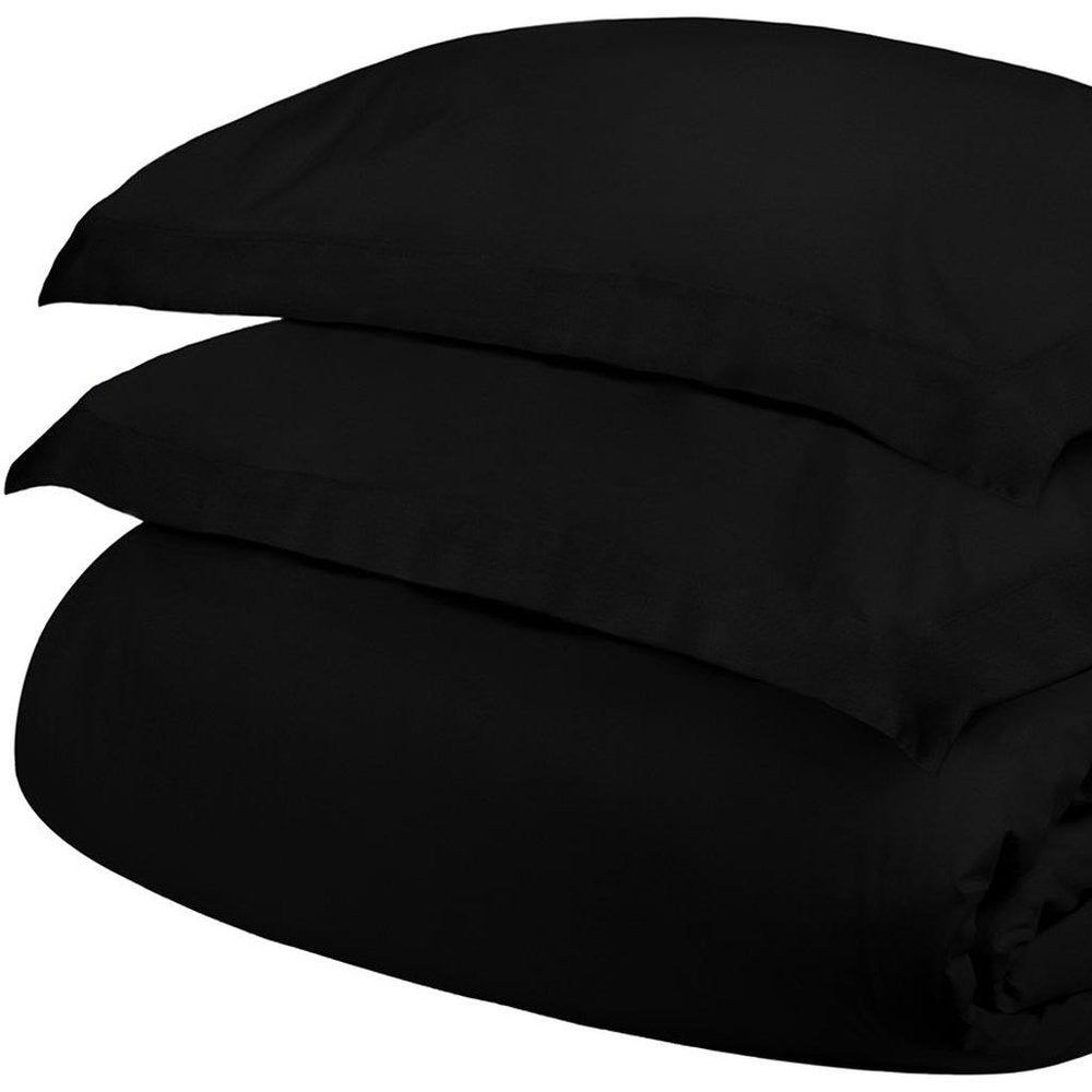 Black King Cotton Blend 300 Thread Count Washable Duvet Cover Set