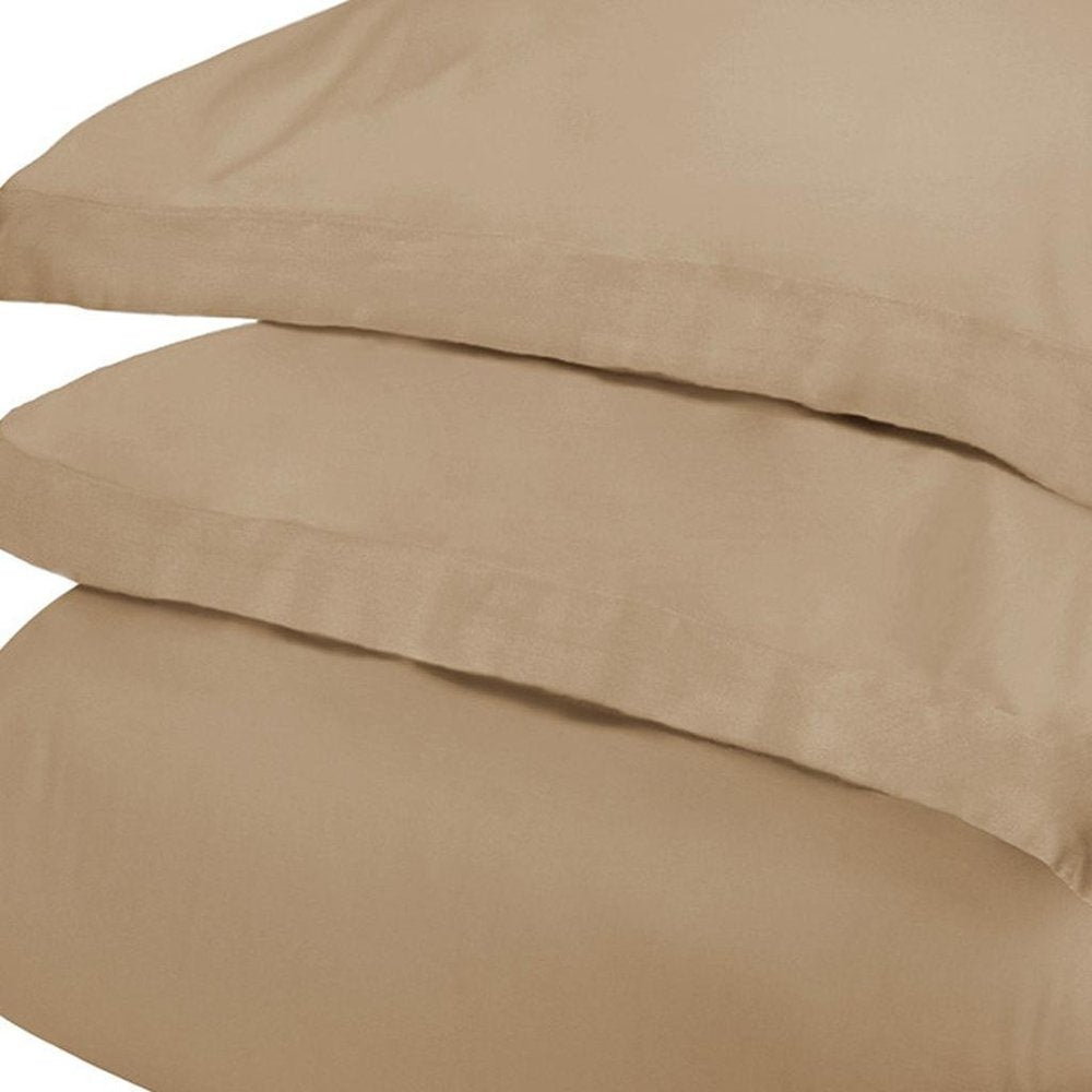 Tan Twin Cotton Blend 300 Thread Count Washable Duvet Cover Set
