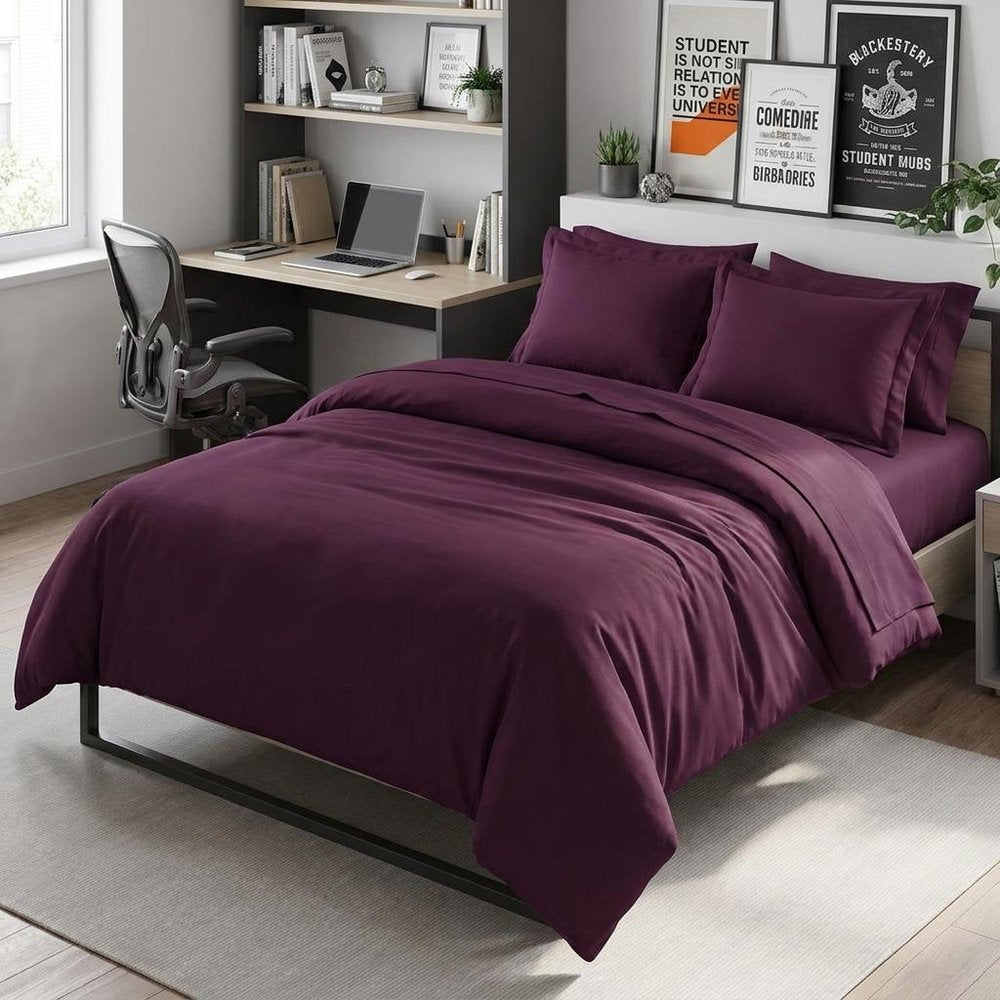 Plum Twin Cotton Washable Duvet Cover Set