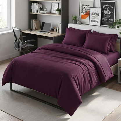 Plum Twin Cotton Washable Duvet Cover Set