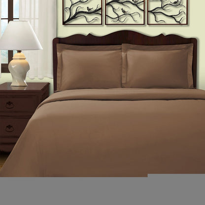 Taupe Twin Cotton Blend 400 Thread Count Washable Duvet Cover Set